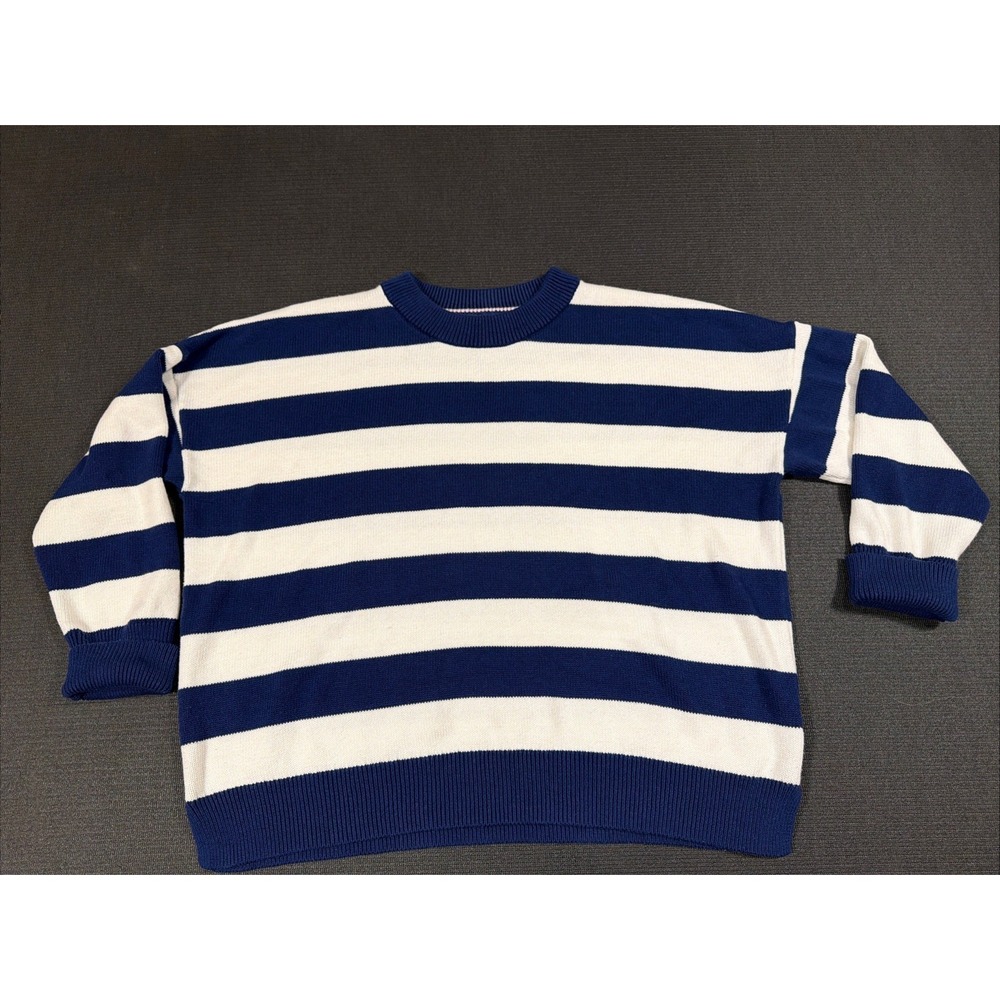 Vineyard Vines Open-Knit Crew Sweater Navy White Striped Sweater Women's Size XL